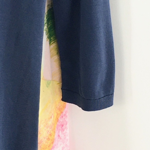 COS Womens Knit Tunic Top Blue Crewneck Mulberry Silk Back Art to Wear Sz S - Picture 6 of 11